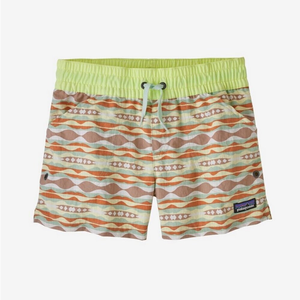 Patagonia Girls' Sz Large Costa Rica Baggies Shorts Coast Highway/Tea Green NWT